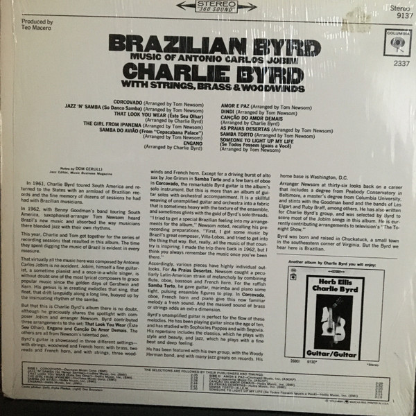 Charlie Byrd - Brazilian Byrd | Columbia (PC 9137) - 2 Charlie Byrd - Brazilian Byrd | Columbia (PC 9137) - 2