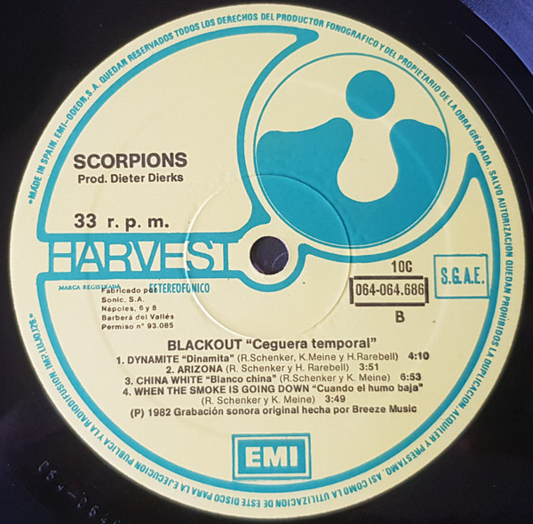 Scorpions - Blackout = Ceguera Temporal | Harvest (10C 064-064 686) - 4