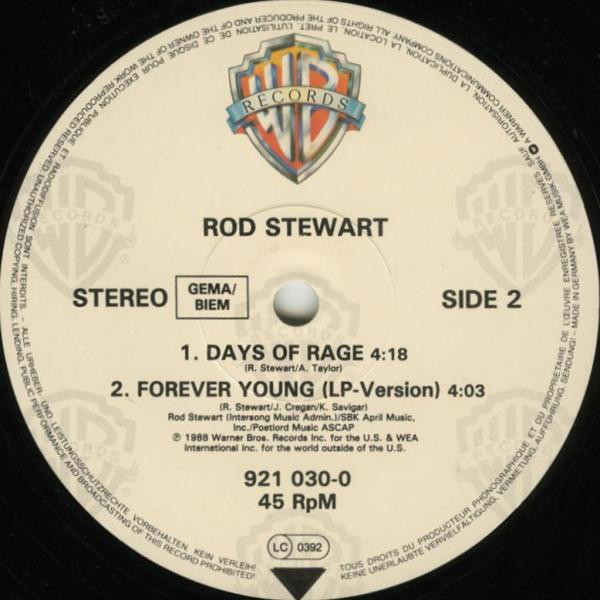 Rod Stewart - Forever Young | Warner Bros. Records (921 030-0) - main