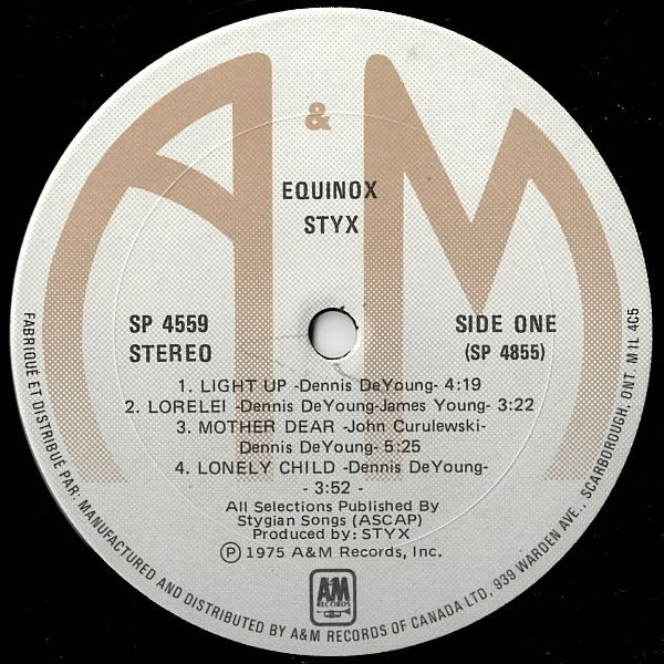 Styx - Equinox | A&M Records (SP 4559) - 3