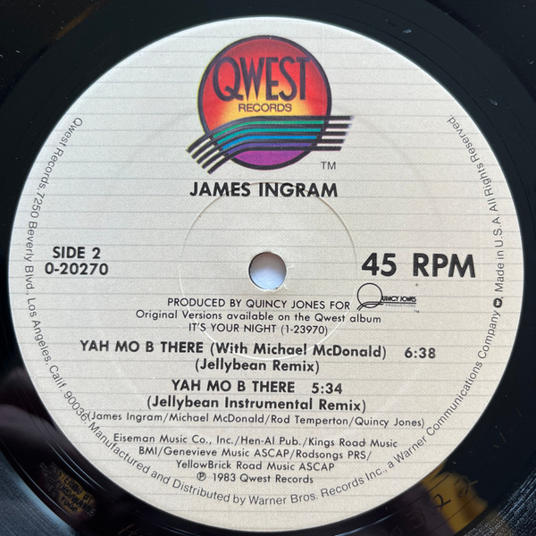 James Ingram - It's Your Night / Yah Mo B There | Qwest Records (0-20270) - 4