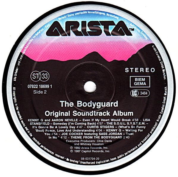 Various - The Bodyguard (Original Soundtrack Album) | Arista (07822 18699 1) - 4 Various - The Bodyguard (Original Soundtrack Album) | Arista (07822 18699 1) - 4