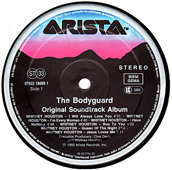 Various - The Bodyguard (Original Soundtrack Album) | Arista (07822 18699 1) - 3 Various - The Bodyguard (Original Soundtrack Album) | Arista (07822 18699 1) - 3