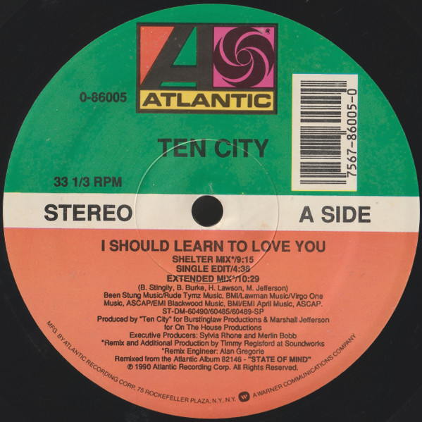 Ten City - I Should Learn To Love You | Atlantic (0-86005)