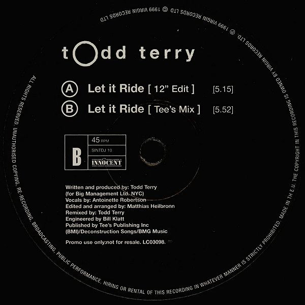 Todd Terry - Let It Ride | Innocent (SINTDJ 10)