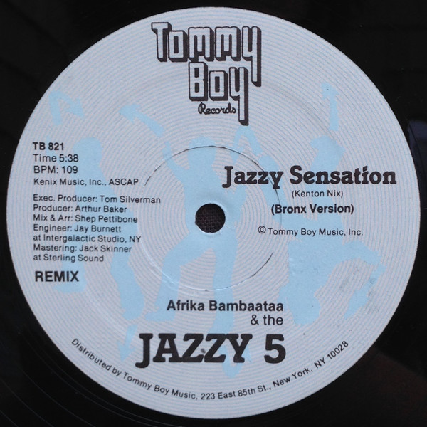 Afrika Bambaataa & The Jazzy 5 / The Kryptic Krew - Jazzy Sensation | Tommy Boy (TB 821) - main Afrika Bambaataa & The Jazzy 5 / The Kryptic Krew - Jazzy Sensation | Tommy Boy (TB 821) - main