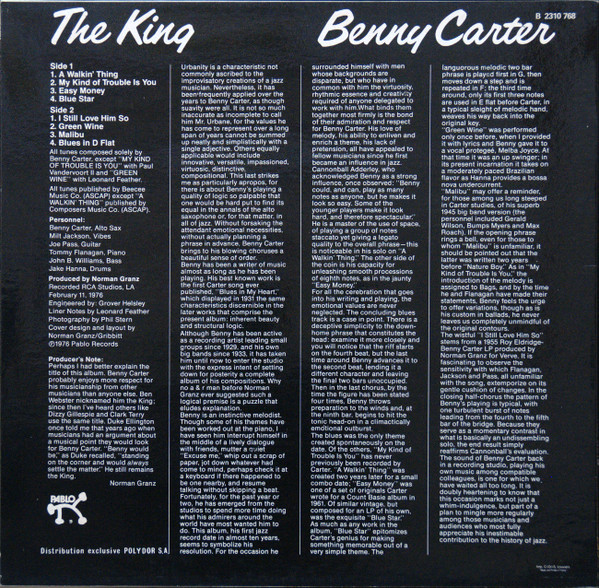 Benny Carter - The King | Pablo Records (2310 768) - 2