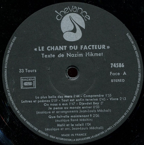 Le Groupe Organon , Nâzim Hikmet - Le Chant Du Facteur | Chevance (74586) - 3 Le Groupe Organon , Nâzim Hikmet - Le Chant Du Facteur | Chevance (74586) - 3