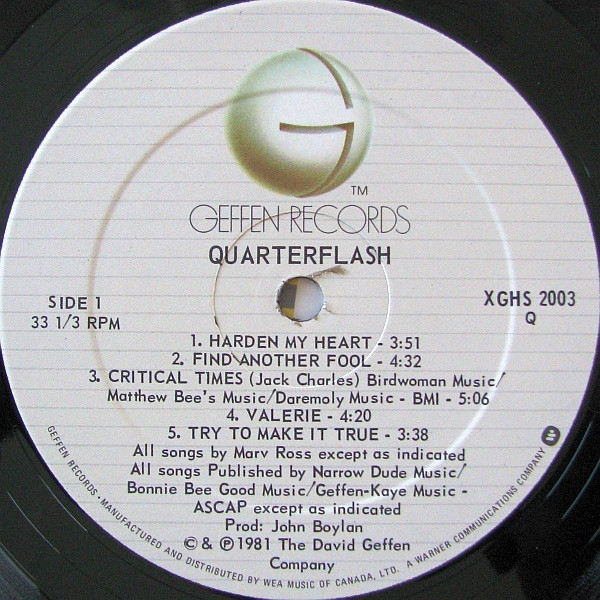 Quarterflash - Quarterflash | Geffen Records (XGHS 2003) - 3 Quarterflash - Quarterflash | Geffen Records (XGHS 2003) - 3