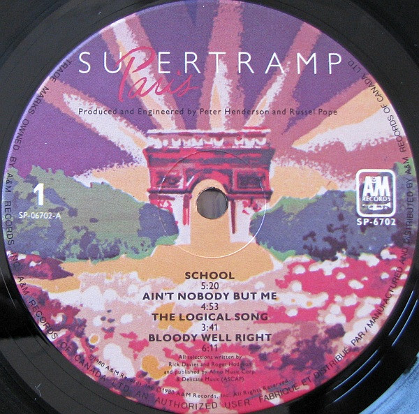 Supertramp - Paris | A&M Records (SP-6702) - 4