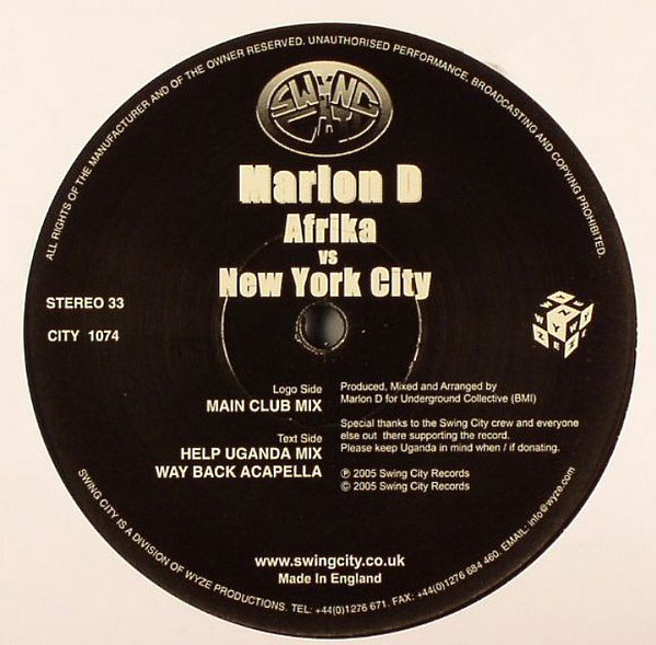 Marlon D - Afrika Vs New York City | Swing City Records (CITY 1074)
