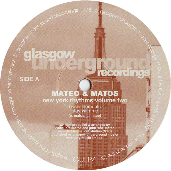 Mateo & Matos - New York Rhythms Volume Two | Glasgow Underground (GULP4) - 2