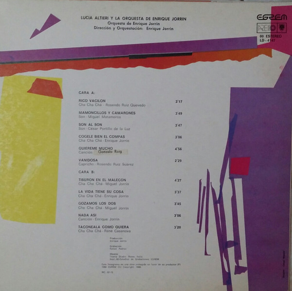 Lucia Altieri - Lucia Altieri con La Orquesta De Enrique Jorrin | Egrem (LD - 4147) - 2