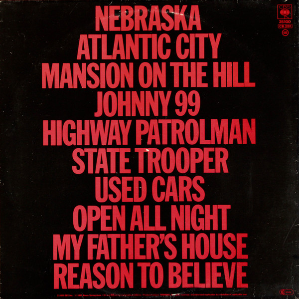 Bruce Springsteen - Nebraska | CBS (CBS 25100) - 3