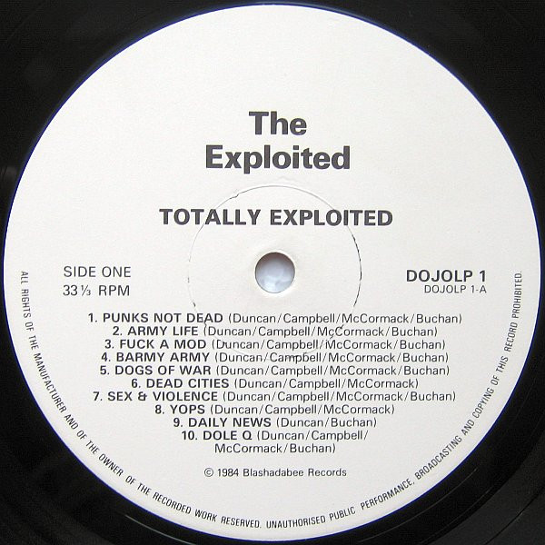 The Exploited - Totally Exploited | Dojo (DOJO LP1) - 3