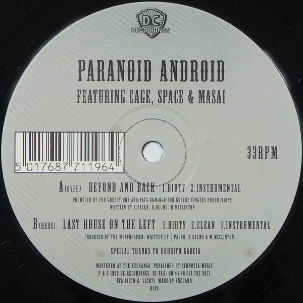 Paranoid Android - Beyond And Back | D.C. Recordings (DC 19) - 2