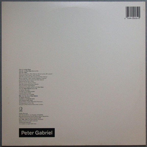 Peter Gabriel - In Your Eyes | Geffen Records (9 20535-0 A) - 2 Peter Gabriel - In Your Eyes | Geffen Records (9 20535-0 A) - 2