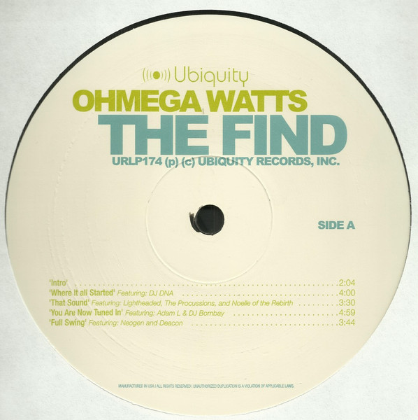 Ohmega Watts - The Find | Ubiquity (URLP 174) - 3 Ohmega Watts - The Find | Ubiquity (URLP 174) - 3