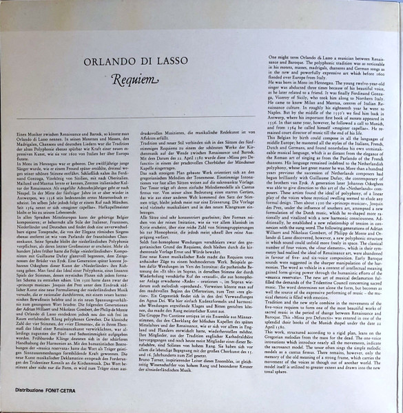 Roland de Lassus , Pro Cantione Antiqua , Bruno Turner - Missa Pro Defunctis 5 Vocum (1580) | Deutsche Harmonia Mundi (HMI 73074) - 2