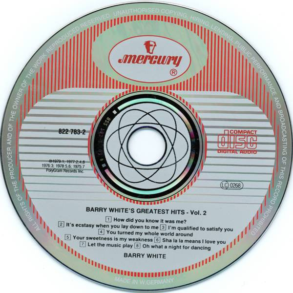 Barry White - Barry White's Greatest Hits - Volume 2 | Mercury (822 783-2) - 4 Barry White - Barry White's Greatest Hits - Volume 2 | Mercury (822 783-2) - 4