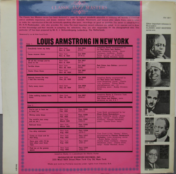 Louis Armstrong - Louis Armstrong In New York 1924-1925 | Riverside Records (RM 8811) - 3