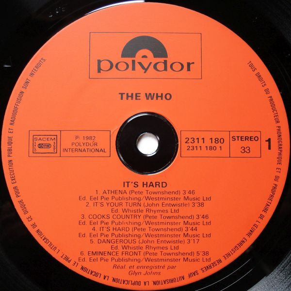 The Who - It's Hard | Polydor (2311 180) - 4