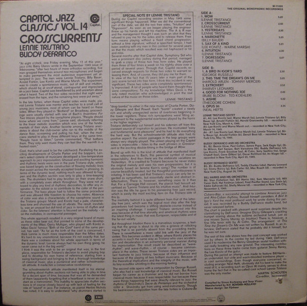 Lennie Tristano & Buddy DeFranco - Crosscurrents | Capitol Records (M-11060) - 2 Lennie Tristano & Buddy DeFranco - Crosscurrents | Capitol Records (M-11060) - 2