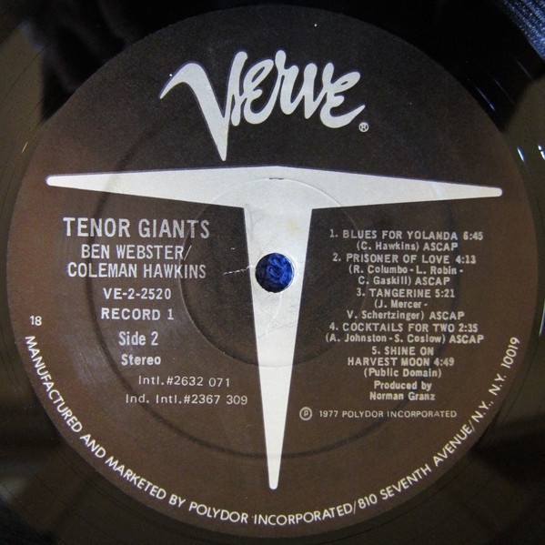 Ben Webster , Coleman Hawkins - Tenor Giants | Verve Records (VE-2-2520) - 3