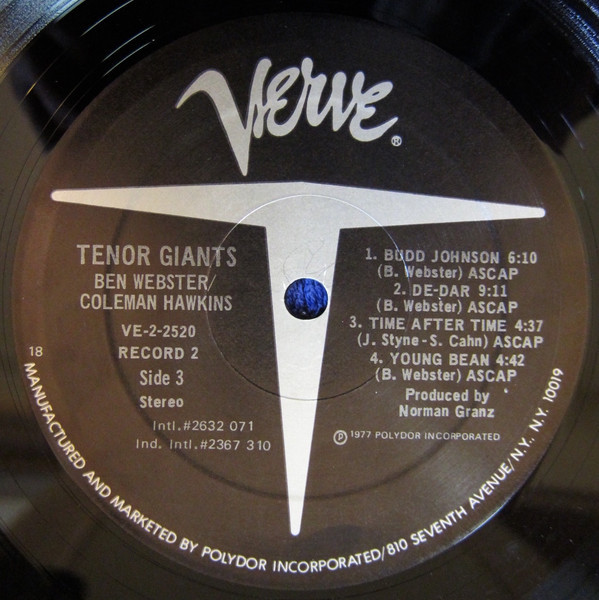 Ben Webster , Coleman Hawkins - Tenor Giants | Verve Records (VE-2-2520) - 4