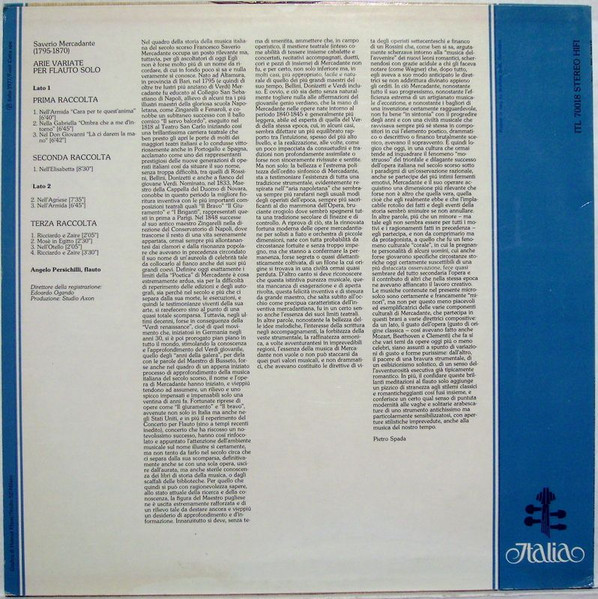 Giuseppe Saverio Mercadante / Angelo Persichilli - Arie Variate Per Flauto Solo | Italia (ITL 70018) - 2