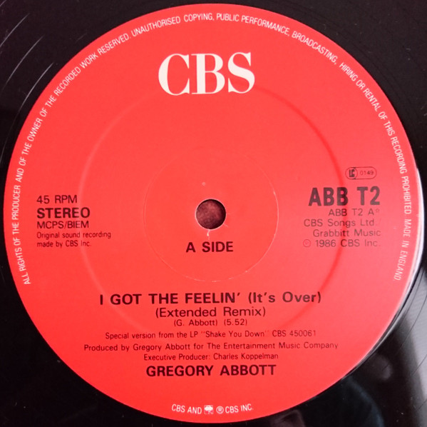 Gregory Abbott - I Got The Feelin' (It's Over) | CBS (ABB T2) - 3