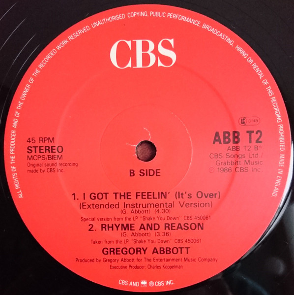 Gregory Abbott - I Got The Feelin' (It's Over) | CBS (ABB T2) - 4
