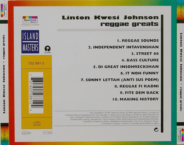 Linton Kwesi Johnson - Reggae Greats | Spectrum Music (552 881-2) - 2 Linton Kwesi Johnson - Reggae Greats | Spectrum Music (552 881-2) - 2