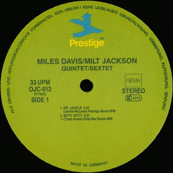 Miles Davis And Milt Jackson - Quintet / Sextet | Original Jazz Classics (OJC-012) - 3