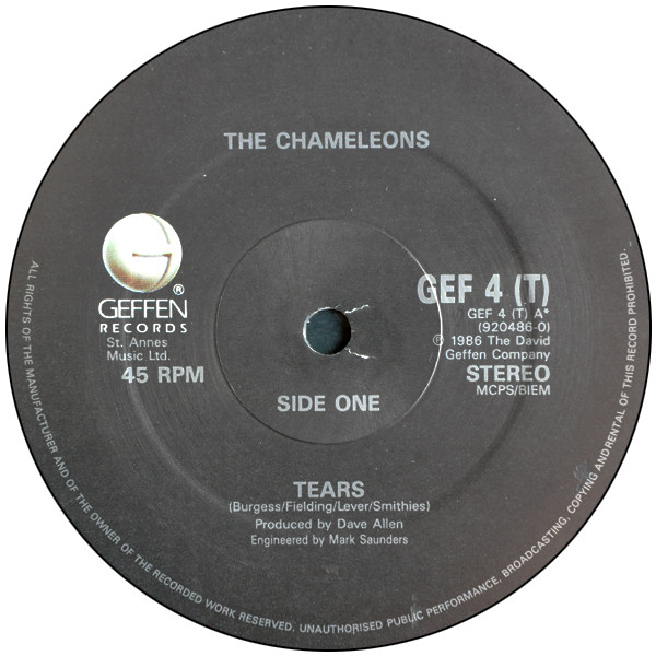 The Chameleons - Tears | Geffen Records (GEF 4T) - 3