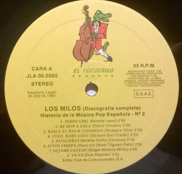 Los Milos - Discografía Completa - Rock And Roll En Español | El Cocodrilo Records (JLA 00.0002) - 3