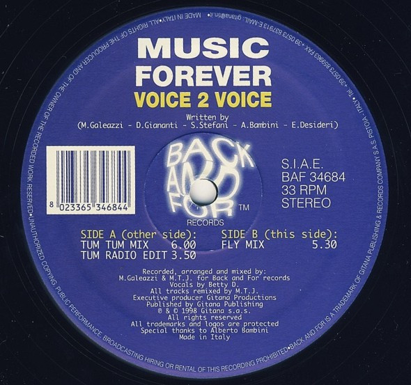 Voice 2 Voice - Music Forever | Back And For Records (BAF 34684) - 2