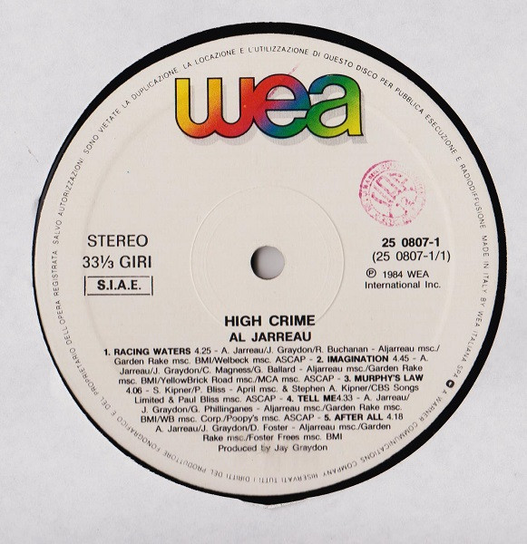 Al Jarreau - High Crime | WEA (25 0807-1) - 3 Al Jarreau - High Crime | WEA (25 0807-1) - 3