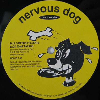 Paul Simpson Presents Zack Toms' Parade - Moove / Get Up Everybody | Nervous Dog Records (ND20217)