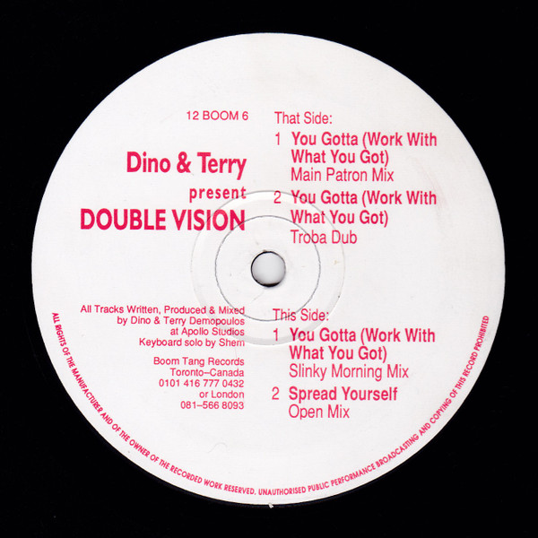 Dino & Terry Present Double Vision - You Gotta (Work With What You Got) | Boomtang Records (12 BOOM 6)