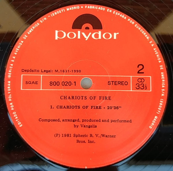 Vangelis - Chariots Of Fire. Music From The Original Soundtrack By Vangelis | Polydor (800 020-1) - 4