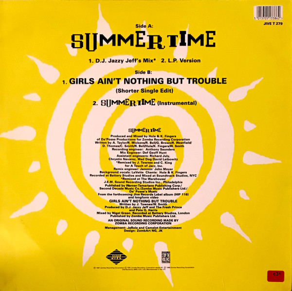 DJ Jazzy Jeff & The Fresh Prince - Summertime | Jive (JIVE T 279) - 2