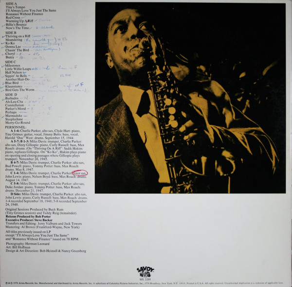 Charlie Parker - Bird / The Savoy Recordings (Master Takes) | Savoy Records (SJL 2201) - 2
