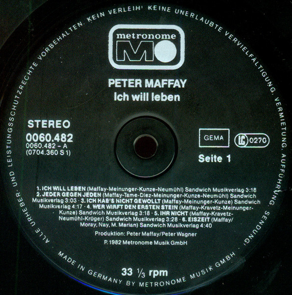 Peter Maffay - Ich Will Leben | Metronome (0060.482) - 3