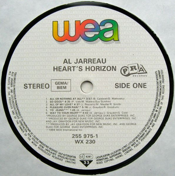 Al Jarreau - Heart's Horizon | WEA (255 975-1) - 3