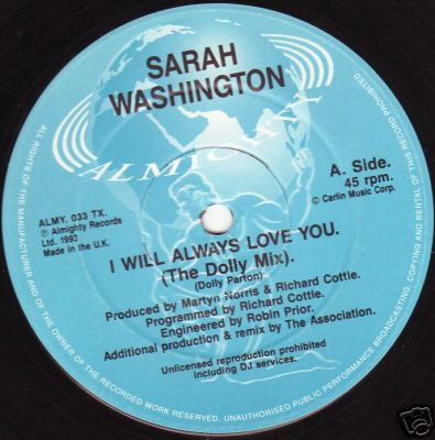 Sarah Washington - I Will Always Love You (Dolly Mix) | Almighty Records (ALMY 033 TX)