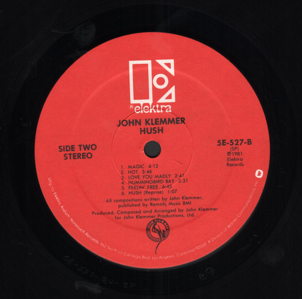 John Klemmer - Hush | Elektra (5E-527) - 3