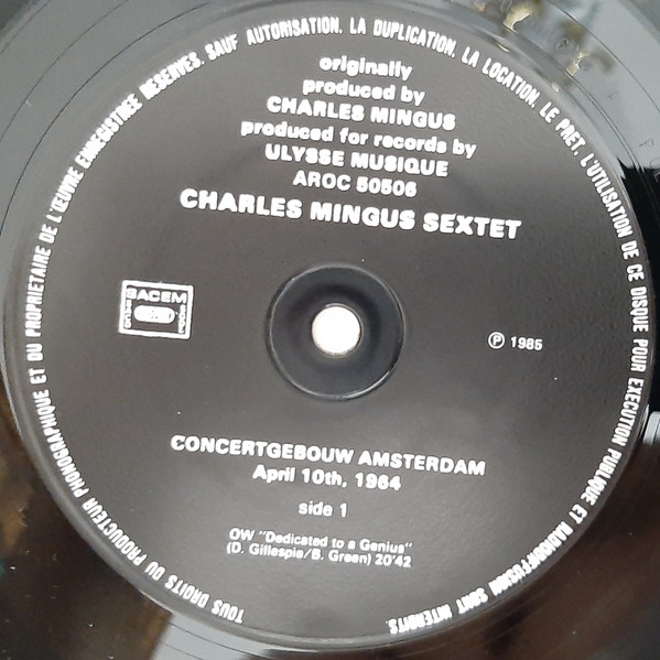 Charles Mingus Sextet - Concertgebouw Amsterdam | Ulysse Musique (AROC 50506/507) - 4