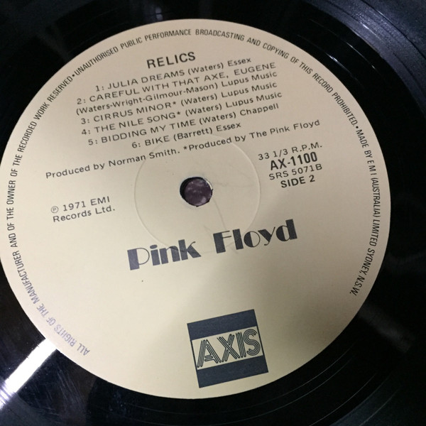 Pink Floyd - Relics (A Bizarre Collection Of Antiques And Curios) | Axis (AX.1100) - 4
