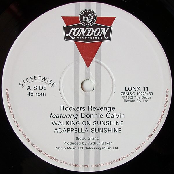 Rockers Revenge Featuring Donnie Calvin - Walking On Sunshine | London Records (LONX 11) - 2 Rockers Revenge Featuring Donnie Calvin - Walking On Sunshine | London Records (LONX 11) - 2